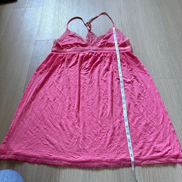 Victoria’s Secret Pink Lace Babydoll Slip Nightgown Criss Cross XL Valentine's - Picture 7 of 9